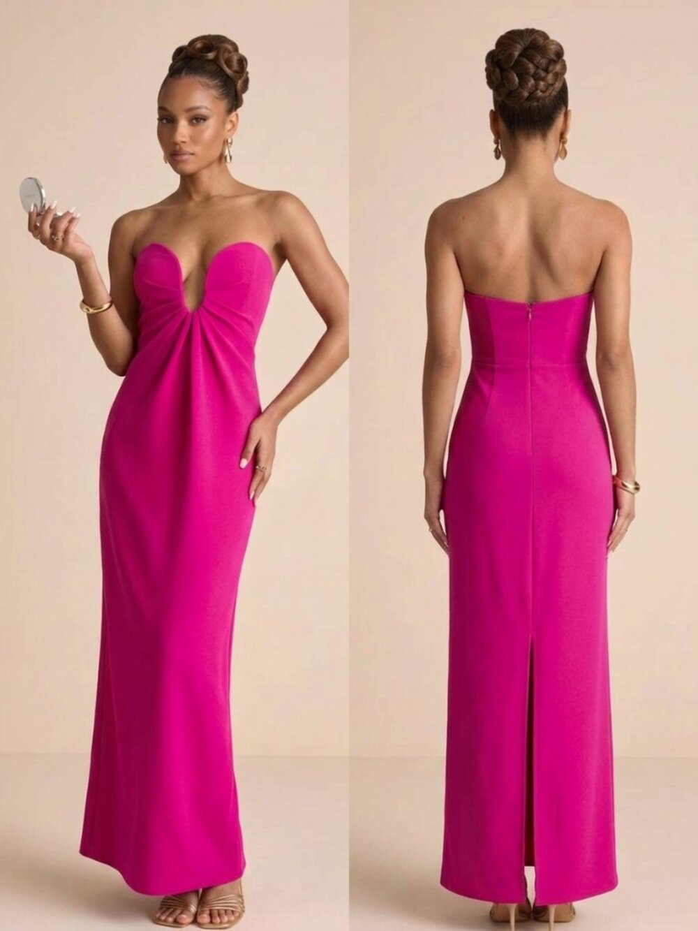 Thula Magenta Cutout U-Bar Column Maxi Dress Size Medium NWT